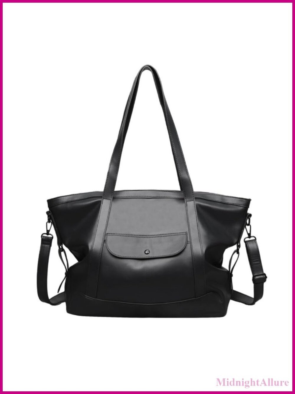 Vegan Leather Hobo Shoulder Bag Foldable Slouchy Tote Purse